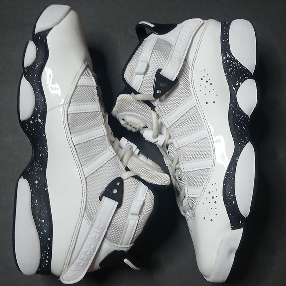 Jordan 6 Rings Basketball Shoes Mens White Black Speckle 322992-106 High Top main image 5